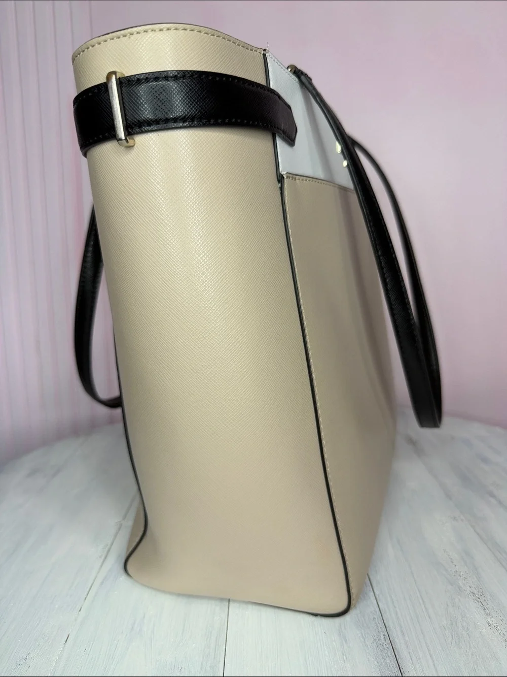 kate spade Beige, White & Black Colorblock Tote